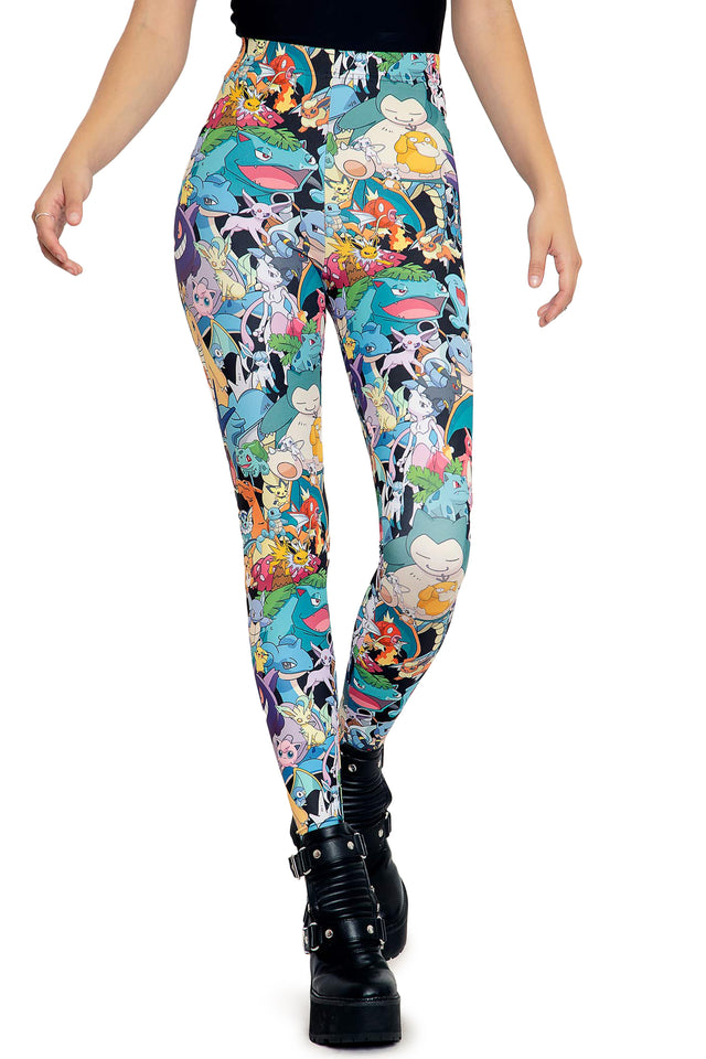 BlackMilk Clothing x Pokemon - Pokemon All Stars Matte Finish High Waisted Leggings  - Pokémon Merchandise - Collaboration apparel - Licenced.