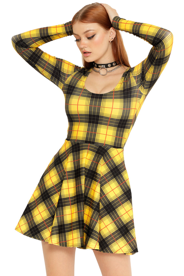 Tartan Grunge Toastie Long Sleeve Skater Dress