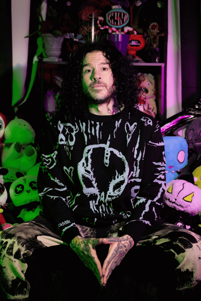 Skulls Oversized Crew Knit Sweater